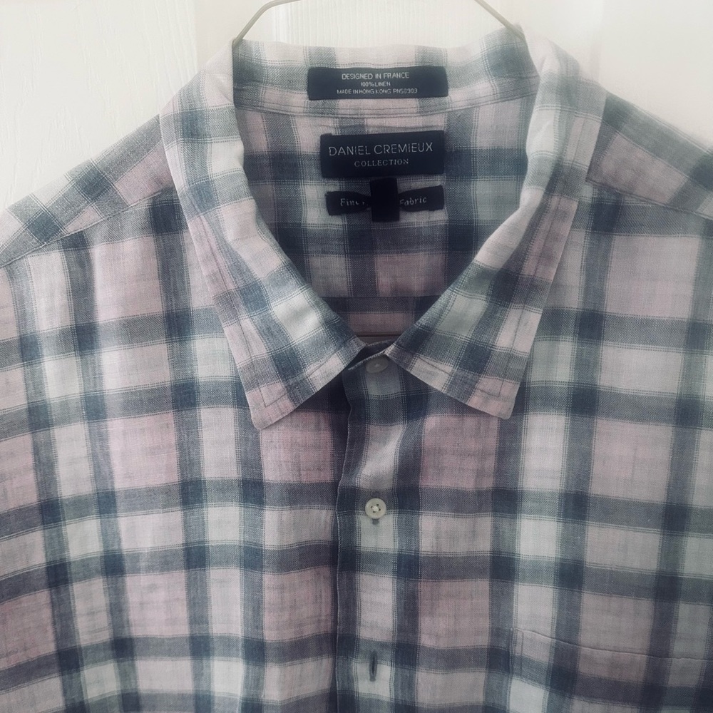 Daniel Cremieux Pink and Gray Casual Button Down Shirt